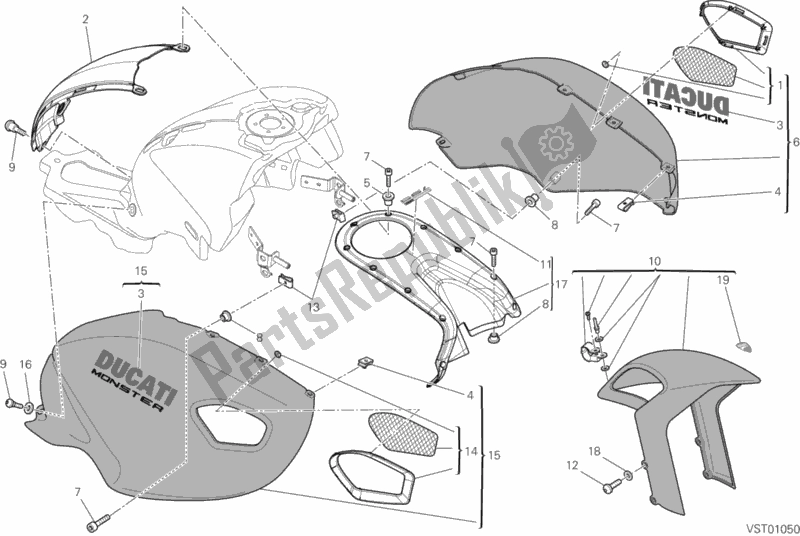 All parts for the Fairing of the Ducati Monster 795 Thailand 2014